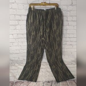 Garnet Hill Organic Pima Cotton Flannel Pull On Drawstring Lounge Snap Pants NWT